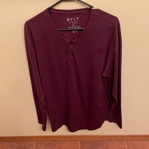 Men’s BYLT long sleeve drop cut scoop Henley